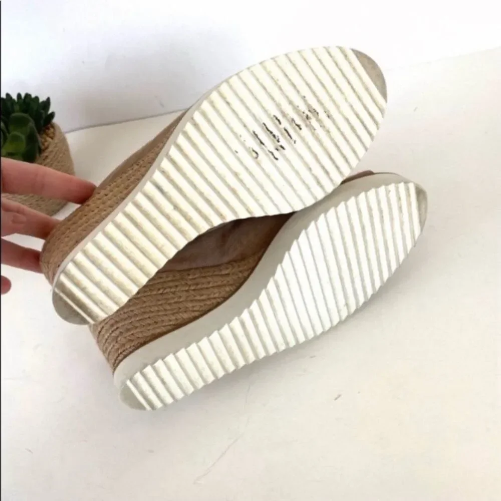 Frau Italian Made Tan Suede Espadrille Wedge Slide Sandals Women’s 10.5/11